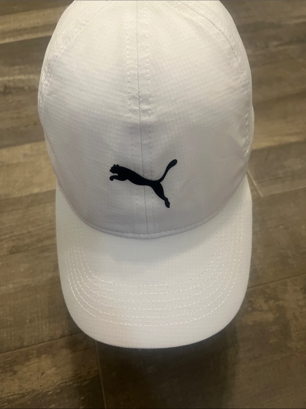 Puma White Hat with Black Leaping Logo